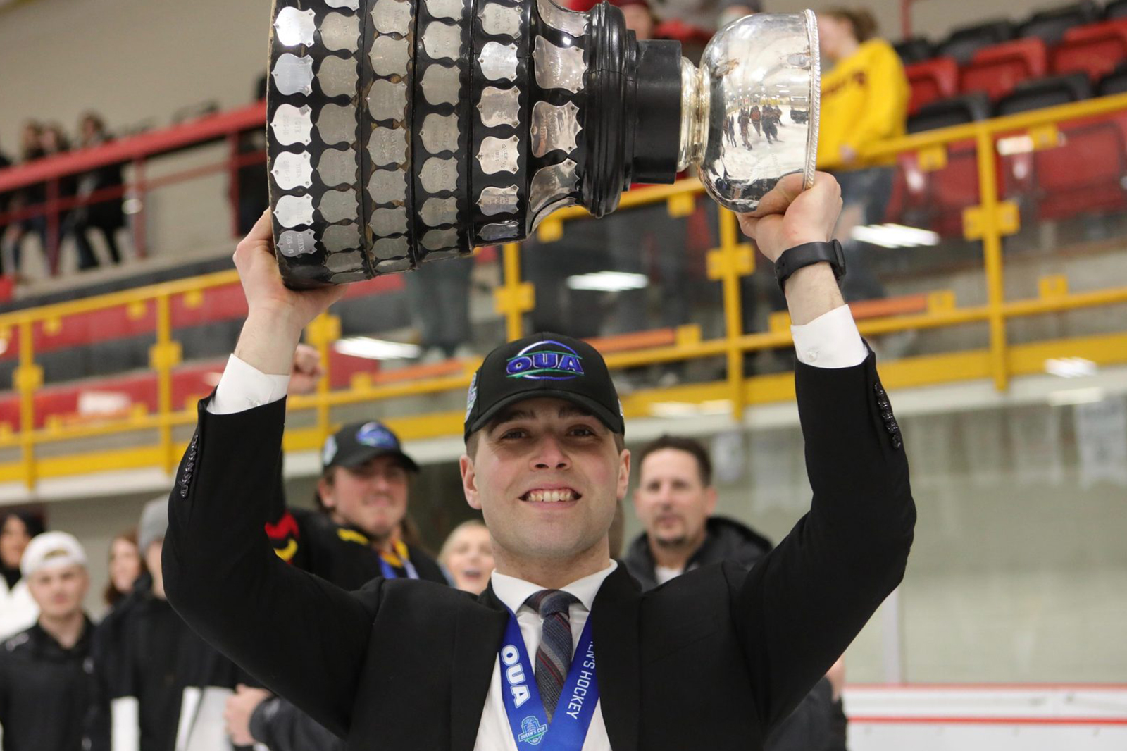 Team celebrating on ice